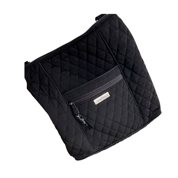 Vera Bradley Hipster Crossbody Classic Black Microfiber Quilted Bag 14529 - Picture 2 of 14